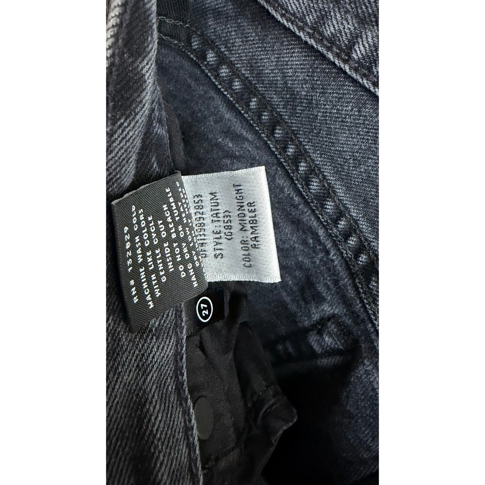 GRLFRND Tatum Jeans 27 Midnight Rambler Raw Hem Frayed Faded Black Straight Leg - Picture 4 of 8